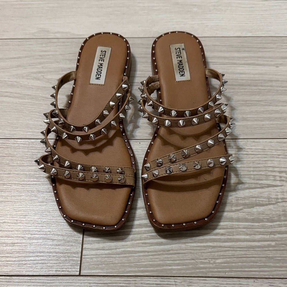 Steve Madden Brown Studded Sandals